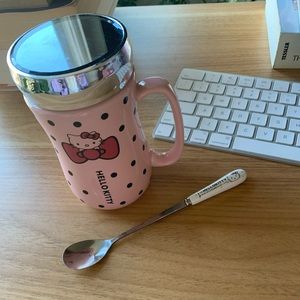 Hello Kitty ceramic mug and spoon